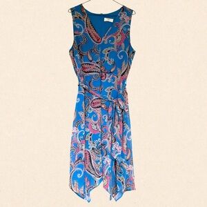 SHEIN Vibrant Blue and Pink Asymmetrical Dress